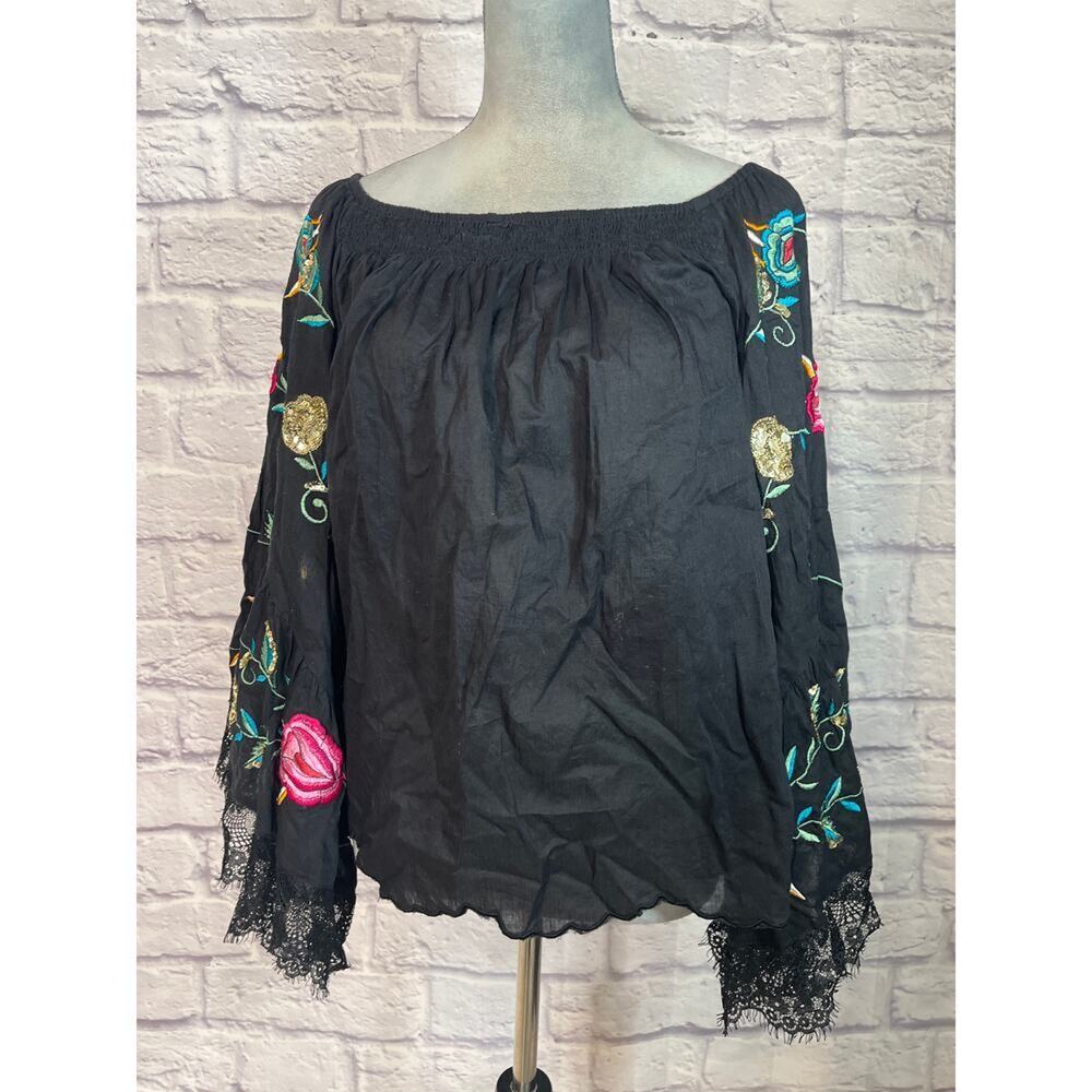 Ruby Yaya cotton gauze whimsigoth smocked embellised blouse - Picture 5 of 11